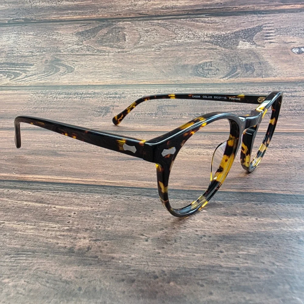 Carfia CA5288 Tortoise Round Polarized Sunglasses Brown Italian Design 50-22-145